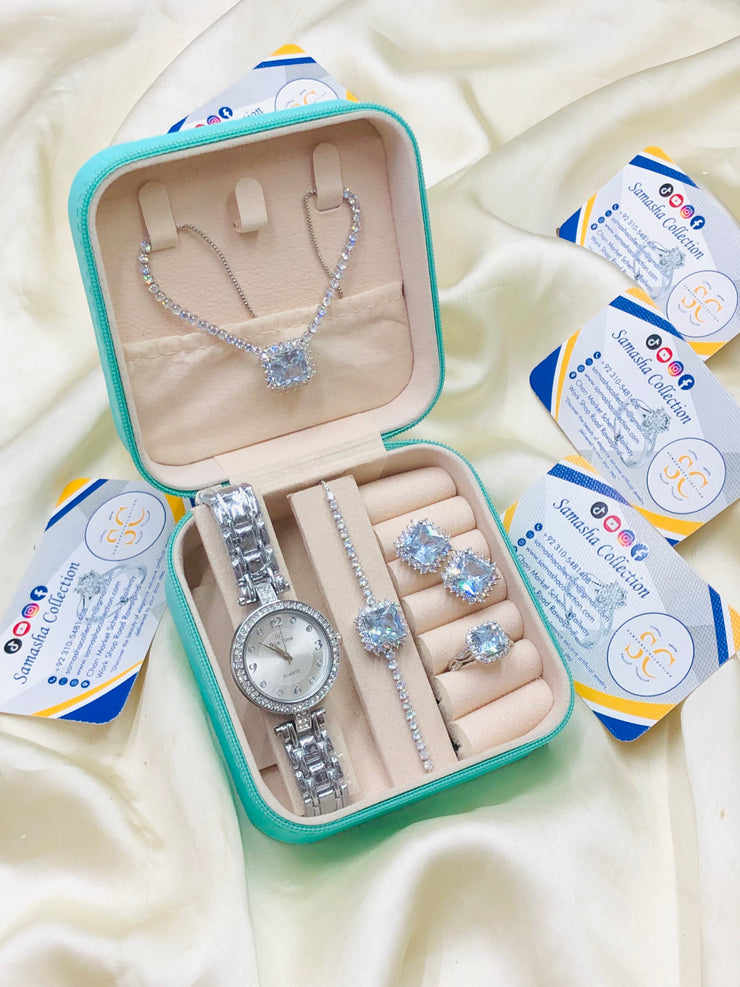 Silver Jewellery and Watch Deal Box With Jewellery Organizer Box