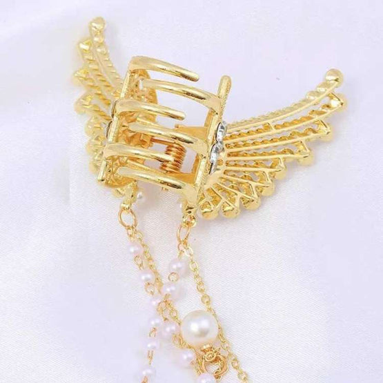 1pc Women’s Elegant Swan & Pearl Tassel Hair Catch, Suitable For Daily Use