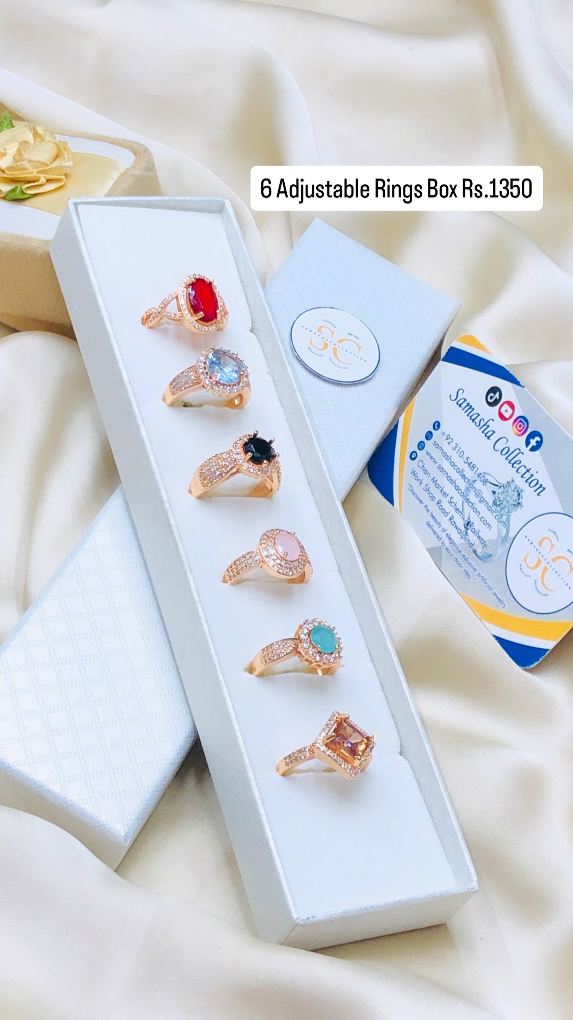 6 Rings Set China Gold With Box