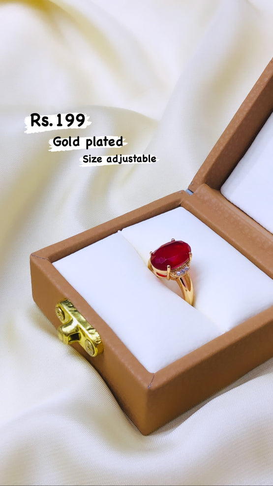 Gold Plated Single Stone Ring